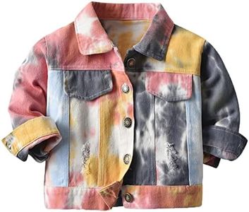 Cromoncent Girls Boy's Kids Child Denim Jacket Button Down Coat, T-red Gray, 4-5T
