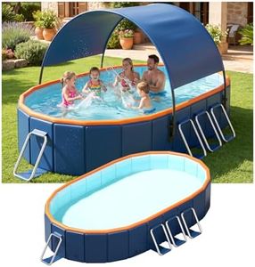 Foldable Swimming Pool with with Canopy Design Large 118" L 72" W 19.7" D Portable Kids & Pet Bathtub with Reinforced Sidewalls Easy Setup for Outdoor