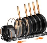 Tisany Pots and Pans Organizer : Rack for under Cabinet, Expandable Pot Lid Organizer Holder with 8 Adjustable Compartment, Kitchen Cabinet Organizer for Cutting Board, Cast-iron Pan, Heavy Cookware