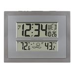 La Crosse Technology 512-85937-INT Atomic Digital Wall Clock with Temperature & Forecast in Gray/Silver