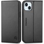 SHIELDON Case for iPhone 15 Plus 5G 6.7", Genuine Leather Wallet Case with [Kickstand][Card Slots][RFID Blocking] Magnetic Shockproof Flip Folio Phone Case Compatible with iPhone 15 Plus 2023 - Black