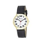 Ravel Unisex Easy Read Watch with Big Numbers - Black/Gold Tone/White Dial