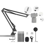 NEEWER Microphone Arm Mount, Suspension Arm Mount with Upgraded C-Clamp, Pop Filter, 3/8"-1/4" and 3/8"-5/8" Adapter, Mic Clip, Compatible with Blue Yeti Nano Snowball Ice