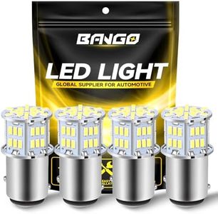 BANGO 1157 LED Bulb, 10-30V Super Bright 2057 2357 7528 BAY15D LED Replacement Bulbs for Back Up Reverse Tail Brake Lights, Xenon White (Pack of 4)