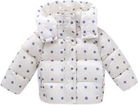 Bold N Elegant Girls Polka Dot Duck Print Winter Warm Quilted Bomber Hood Jacket Coat Puffer Jacket Coat for Infant Toddler Kids (5-6 Years, Off - White)