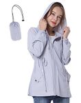 JTANIB Womens Raincoat Colour Mixture Rain Jacket Lightweight Waterproof Coat Jacket Windbreaker with Hooded