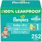 Pampers Diapers Newborn/ Size 1 (8-14 Lb), 252Count - Baby Dry Disposable Baby Diapers, One Month Supply