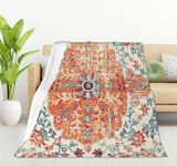 HGOD DESIGNS Carpet Pattern Boho Style Ethnic Design Orange Blue Blanket Throw Blanket Soft Comfortable for Sofa Chair Bed Office 100x130cm