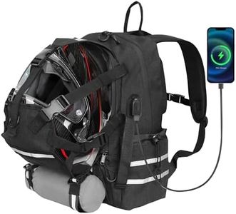 JLDTOP Motorcycle Backpack, Motorcycle Helmet Backpacks for Men & Women, Large Capacity Helmet Backpack with Reflective Strips, Waterproof Riding Backpack for Long-Distance Travel, Hiking (Black)