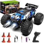 Sjpzwcrl Rechargeable Remote Control Car Toys: - Hand Controlled Monster Truck for Boy Electric Rock Crawler Toys with Colorful RC Car Body Lights and Headlights Birthday Gift for Kids