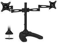 Mount-It! Free Standing Dual Monitor Stand | Fits 19-27 Inches Computer Screens | Full Motion and Adjustable Arms with 22 Lbs Weight Capacity | VESA Compatible up to 100x100mm | Grommet Base Included