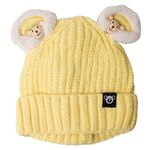 Krystle Teddy Warm Winter Mickey Beanie Cap for Baby Boy's & Girl's (Yellow, 1-4 Years Old)