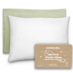 Comfy Cubs Toddler Pillow with Muslin Pillowcase, 33x46 cm, Sage - Kids Pillow for Sleeping & Travel - Comfortable & Stylish Toddler Pillowcase - Breathable Small Pillow with Soft Microfiber Fill