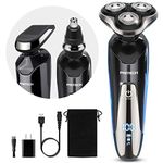 Electric Razor for Men - Rechargeable Electric Shaver for Men, Waterproof Wet Dry Cordless Razor with Nose Hair Trimmer and Sideburns Trimmer