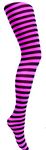 Mysasi Children's Striped Tights Size. 9-11 years. Black and Neon Pink.