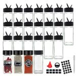 BPFY 24Pcs 4oz Glass Spice Jars with Labels, Empty Spice Bottles, Square Seasoning Containers with Shaker Lids, 54 Chalk Labels, Pen, Silicone Collapsible Funnel