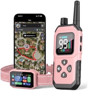 RAINLEOTI GPS Wireless Dog Fence & Remote Training Collar, Free APP Control, No Subscription Fee, Adjustable GPS Boundary, Pink, Dogs 10-120 lbs