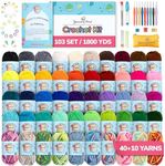 YammiAmi Beginner Crochet Kit for Adults & Kids - 103 Pc Amigurumi Crochet Kit for Starters - 1800 Yards, 50 Skeins 18g/36yds Each Yarn, Learn to Crochet Kit, Crochet Accessories Set