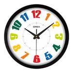 OREX Stylish Multicolor Design Wall Clock for Home/Living Room/Bedroom/Kitchen/Office/Kids Room (Black)