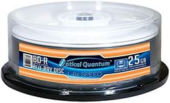 Optical Quantum 6X 25GB BD-R Blu-ray Blank Disc White Inkjet Hub Printable - 25 Discs