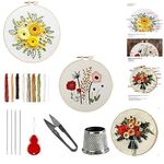 iKalaa Complete Embroidery Kit - Beginner's Delight (Combo) | 3 Design with Various Accessories Plus 1 Hoop