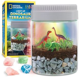 NATIONAL GEOGRAPHIC Dinosaur Terrarium Kit for Kids Multicolor Light Up Terrarium Kit for Kids, Build a Dinosaur Habitat with Real Plants & Fossils, Science Kit, Dinosaur Toys for Kids, Kids Science