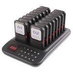 LOUKIENE Restaurant Pager System, 16 Beeper Wireless Calling System Guest Customer Queue Pagers for Food Truck Church Nursery Clinic Coffee Shop Restaurants Bar with Vibration Flash Buzzer (Black)