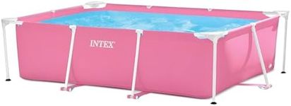 Intex 7' x 4' x 24" Rectangular Metal Frame Above Ground Outdoor Swimming Pool, Pink