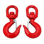 DGOL 2 Packs 1 Ton 2200 lbs Steel Swivel Strong G80 Eye Slip Hook with Safety Latch