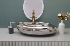 MAHISRE Ceramic Tabletop Wash basin, Designer Ceramic Countertop, Wash Basin/Sink For Bathroom And Livingroom. 24 * 16 * 5.5 IN (G2602)