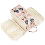 Narwey Travel Toiletry Bag for Women Water-Resistant Traveling Dopp Kit Makeup Bag Organizer for Toiletries Accessories Cosmetics, Beige Flamingo