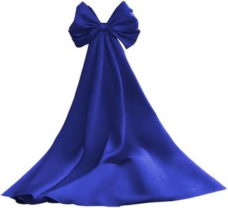 Tixlear Detachable Long Bow for Wedding Dresses Satin Big Bow for Women Removable Sweep Train Royal Blue Bow-knot Sleeve Train