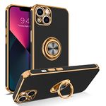 BENTOBEN iPhone 13 Case, Phone Case iPhone 13, Slim Fit 360Ã‚° Ring Holder Shockproof Kickstand Magnetic Car Mount Supported Non-Slip Protective Women Girls Men Boys Cover for iPhone 13 6.1 Inch, Black