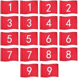 LECEHIVO 18 Pcs Mini Golf Flags with Inserted Tube 8.9 x 5.7 Inch Nylon 1-9 Golf Pin Flags for Yard Backyard Garden Practice Putting Green Indoor Outdoor Hole
