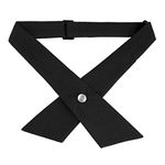 sourcing map Men's Adjustable School Uniform Solid Color Button Neck Criss-Cross Bowtie Black One Size