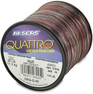 Hi-Seas Quattro Monofilament Line, 25 lb / 13.6 kg Test, .020 in / 0.50 mm Dia, 4-Color Camo, 490 yd / 448 m