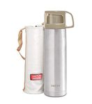 Milton Glassy 1000 Thermosteel Vacuum Insulated Flask with Jacket 1000 ml| 24 Hours Hot and Cold Water Bottle with Cup lid | Double Walled Grey Bottle for Home, Office, Travel