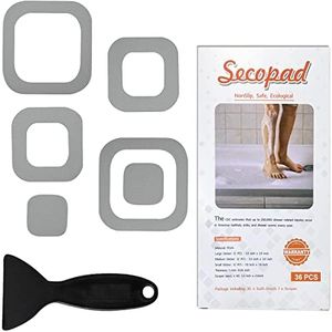 Secopad Non-Slip Bathtub Stickers, 72 PCS Safety Bathroom Tubs Showers Treads Adhesive Decals Scraper (Grey)