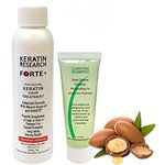 Keratin Forte Keratin Brazilian Keratin Hair Blowout Treatment Extra Strength 120ml with Clarifying Shampoo 30ml Enhanced Formula for Curly Hair By Keratin Research with Moroccan Argan oil (120ml kit)