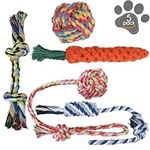 SUSWIM Chew Toys for Puppy,Teething,Boredom-5 Pack Pet Chew Toys with with Ball, Carrot,Tough Teething Rope-for Large, Small Teething Pets – All Puppy Breeds Aggressive Chewers – 100% Cotton