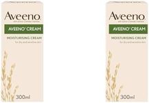 Aveeno Cream, With Colloidal Oatmeal, Actively Moisturises Dry & Sensitive Skin, Regular Use Hydrates the Skin, Suitable For Adults & Also Babies From 3 Months, 300ml (Pack of 2)