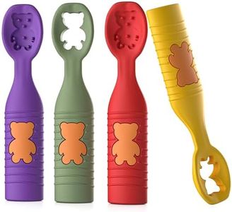 4 Pack Baby Spoons, First Stage Spoons, Food Grade Silicone, 6+ Months, Teething for Self Feeding, Toddler Utensils for Baby Led Weaning, BPA Free