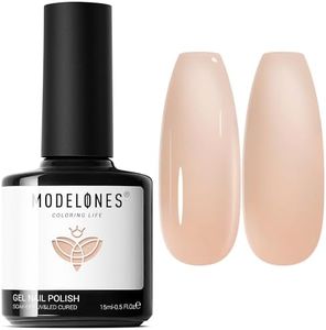 Modeloens Milky Peach Jelly Gel Nail Polish, 15ML Jelly Cream Nude Gel Polish Soak Off UV LED Nail Polish Nail Art Starter Manicure Salon DIY at Home