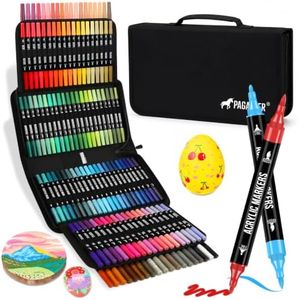 120 Colors Acrylic Paint Markers, Dual Tip Fine and Brush Tips Pens Contain 24 Metallic Color for Stone, Wood, Calligraphy, Canvas, Ceramic, Metal, Glass, Rock Painting, DIY Crafts Art Supplies Kit