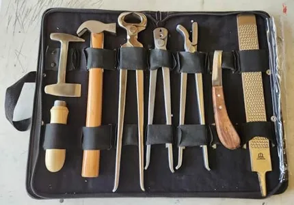 Horse Farrier Hoof Tool Kit (7 Piece) with Carry Bag Horse Equine Metal Shears Farriers Hoof Nipper Cutter Handle Knife Stable Supplies Professional Hoof Trimming Tools