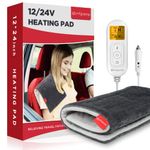 12V/24V Car Electric Blanket for Back Pain Relief, Comfytemp Travel Blanket with 6 Heat Setting, 5 Auto-Off, Portable Mini Blanket for Back Pain, Shoulders and Cramps Relief, 12x 24 Washable