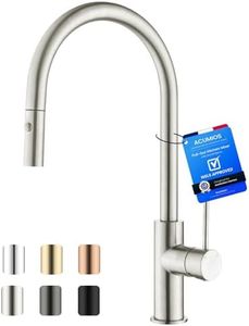 Acumios WELS Kitchen Mixer Tap, Round Pull Out Kitchen Mixer Tap,Lead-Free 304 Stainless Steel,360° Swivel Basin Spout Laundry Sink Faucet,Spout Height 217mm,Brushed Nickel