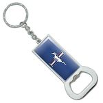 Graphics and More Ford Mustang Logo Keychain Rectangle Chrome Plated Metal Bottle Cap Opener