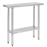 Hally Stainless Steel Table for Prep & Work 14 x 36 Inches, NSF Commercial Heavy Duty Table with Undershelf and Galvanized Legs for Restaurant, Home and Hotel