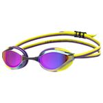 ARENA Unisex Adults Python Racing Swim Goggles for Men and Women Competitive Swimmers Anti-Fog Mirror Lens Max Comfort Dual Strap Small Fit, Violet/Plum/Arctic Lime
